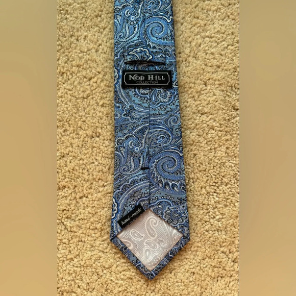 Nob Hill Collection Men's 100% Silk Tie - EUC - Blue Paisley - Picture 5 of 5